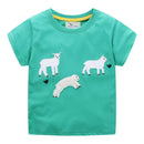 Kids Cotton Cartoon Sheep Print Short Sleeves Tee