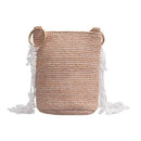 Creative Lace Strap Design Summer Straw Woven Bucket Bag