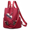 Creative Dragonfly Embroidery Design Women Casual Nylon Backpack