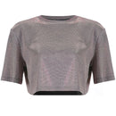 Hot Sale Women Simple Basic Round Collar Short-sleeve Shiny Crop Top