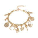 Women Ethnic Style Multi Element Flower Star Lock Design Charm Bracelet