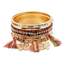 Women Multilayer Bohemian Style Colorful Beads Tassel Design Bangles