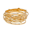Fashion Retro Ethnic Style Pearl Decor Multilayer Alloy Bangles