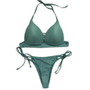 Sexy Lady Hollow Lace-up Design Solid Color Bikinis Swimsuit