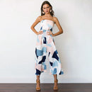 Contrast Geometric Print Summer Casual Tube Pattern Jumpsuits