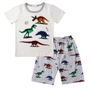 2 Pcs Boys Cartoon Dinosaur Print Tops And Shorts Sleepwear Set