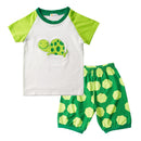 2 Pcs Boys Cute Tortoise Print Tees And Shorts Sleepwear Suit