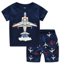 2 Pcs Boys Airplane Print Tees And Shorts Sleepwear Suit