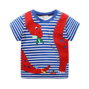Boys Cute Dinosaur Letters Print Short Sleeves Tee