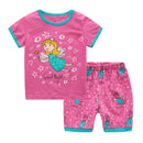 2 Pcs Girls Cartoon Fairy Print Tops And Shorts Sleepwear Suit