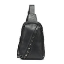 Cool Men Streetstyle Solid Color Rivet Decor PU Leather Chest Pack