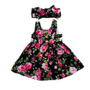2 Pcs Girl Sweet Floral Print A-Line Dress And Headband