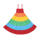 Kids Sleeveless Rainbow Print Tutu Sling Dresses