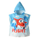 Child Cartoon Airplane Print Hooded Bathrobe