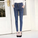 Casual High-waisted Zipper Design Raw Hem Jeans