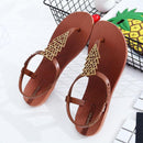 Women Bohemian Style Triangle Pattern Flat Thong Sandals Shoes