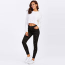 Creative Imitation Pearl Decor Women Casual Skinny Jeans