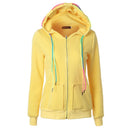 Casual Bright Color Women New Arrival Zipper Pocket Hoodies
