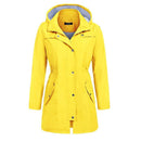 Casual Women Unique Solid Color Waterproof Drawstring Pattern Coat