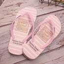 Classic Stripe Print Indoor Anti Skid Bathroom Wear Flat Slippers Shoes
