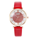 Creative Rhinestone Decorated Dial Plate Women PU Band Watch