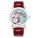 Fashion Christmas Element Printed Women Unisex PU Band Leisure Watch
