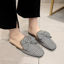 Classic Pattern Design Bowknot Decor Cover Toe Outdoor Slippers Shoes