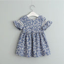 Girls Little Flower Print Backless Dresses