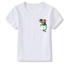 Boys Girls Cartoon Pocket Print Short Sleeves Tees