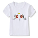 Girls Cute Print Short Sleeves White Tees