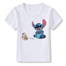 Boys Girls Cartoon Print Short Sleeves White Tees