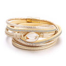 Fashion Long Length PU Band Unique Shell Decor Women Wrap Bracelet