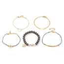 Creative Letter Beads Design 5pcs/set Alloy Chain Bracelets Set