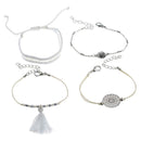 Fashion Ethnic Style 4pcs/set Handmade Tassel Flower Decor Bracelets