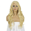 Elegant Women Light Gold Color Long Length Wavy Hair Wig