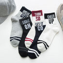 10 Pairs Set Men Letter Pattern Cotton Casual Socks