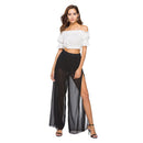 Casual Plain Color Chiffon Slit Design Women Summer Pants