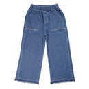 Casual Girls Pocket Design Loose Denim Pants