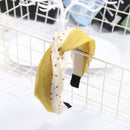 Color Blocking Dot Printed Women Knotted Mesh Fabric Headband