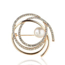 Simple Irregular Hollow Circle Shape Pearl Decor Rhinestone Alloy Brooch