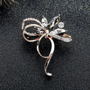 Irregular Hollow Bowknot Design Crystal Rhinestone Decor Alloy Brooch