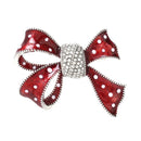 New Design Enameled Bowknot Shape Rhinestone Decor Alloy Brooch
