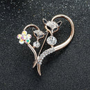 Creative Fox Design Rhinestone Decor Heart Shaped Alloy Brooch