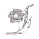 Flower Pattern Exquisite Rhinestone Pearl Design Women Alloy Brooch