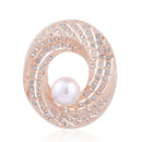 Fashion Hollow Oval Shape Rhinestone Women Pearl Brooch