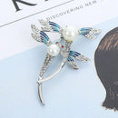 Modern Lady Fashion Double Dragonfly Design Pearl Decor Alloy Brooch