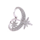Fashion Irregular Star Moon Pattern Plated Brass Zircon Ring