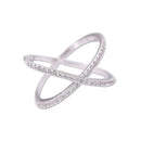 Fashion Classic X Shape Exquisite Zircon Brass Ring