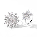 Creative Rotatable Snowflake Design Women Shiny Zircon Ring