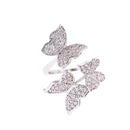 Hot Sale Exquisite Zircon Butterfly Pattern Women Adjustable Brass Ring